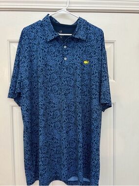 Masters Blue Paisley Golf Polo with Yellow Logo